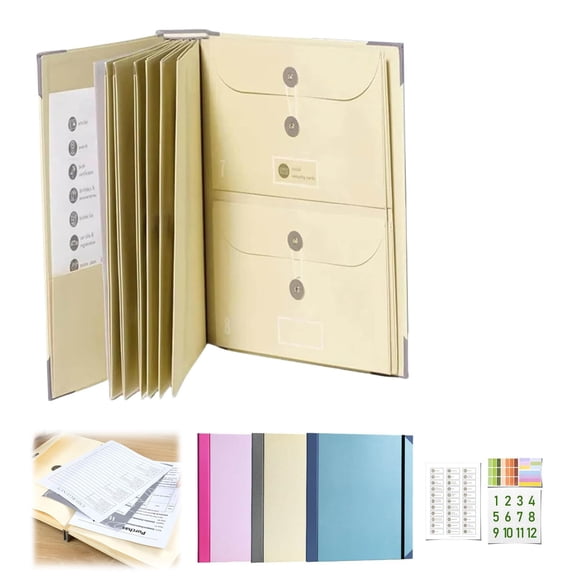 LKZQHMC Document organizer,Emergency Document organizer - Life organizer for Important Papers,Emergency Binder,Birth Certificates,Social Security Cards,Passports,Photos,and Letters,Beige