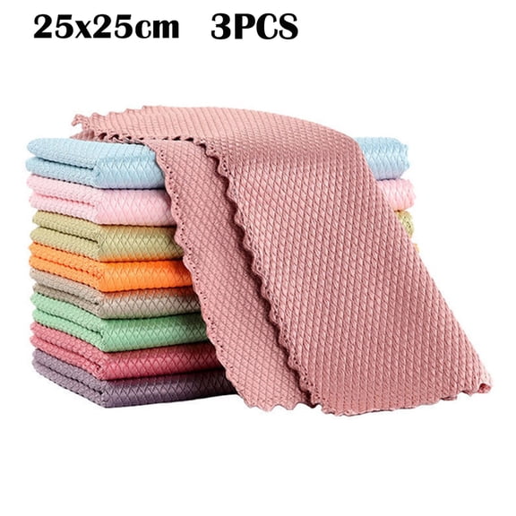 LKZQHMC Fish Scale Streak Free Magic Glass Window Car Mirror Microfiber Cleaning Cloth Cleaner Cloths,Lint Free Stainless Steel Windshield Shower Cleaning Cloth,Miracle Polishing Towels ,Pc 3