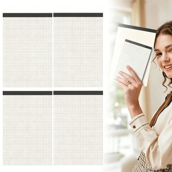 LKZQHMC Graph Paper Pads, Quad Ruled, 4 Pack Grid/Lines/Blank Paper Pad,Perforated Blueprint Quadrille Letter Size Graphing Notebook for Drafting, Drawing, Engineering,5.51x4.09in