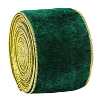 LKZQHMC Green Wide Velvet Ribbon Wired for Christmas Tree, Garland, Wreath, 2.5 Inch 2 Yards