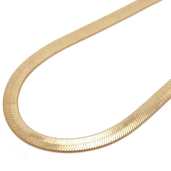 LKZQHMC Jewelry Copper Flat Herringbone Snake Chain Necklace for Men & Women-Herringbone Choker Necklace