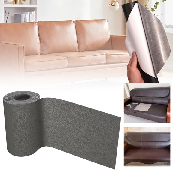 LKZQHMC Leather Repair Patch Tape Kit,Self Adhesive Leather Repair for Furniture,Couch,Sofa,Car Seats,office Chair,Vinyl Repair Kit,7.9 in * 11 in,Gray