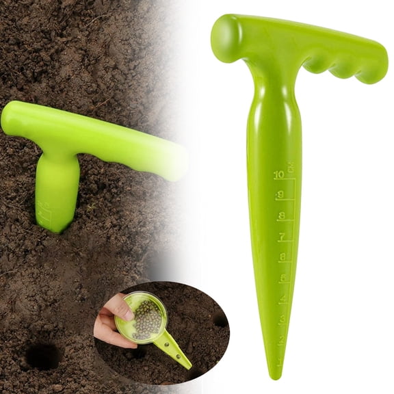 LKZQHMC Seed Planter tool,6.9" Dibber Garden tool,Plastic Dibbler tools for Planting,Seed Dispenser,Bulb Digger Garden Planter for Sowing Seeds,Bulbs,Digging,Green