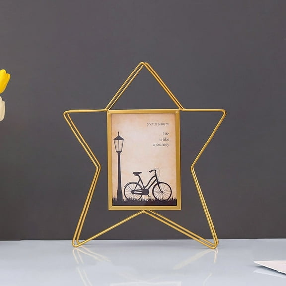 LKZQHMC Star Shape Vertical Photo Frame Golden Vintage Picture Frame Decorative Photo Frames Picture Display Frame (Star,Large)