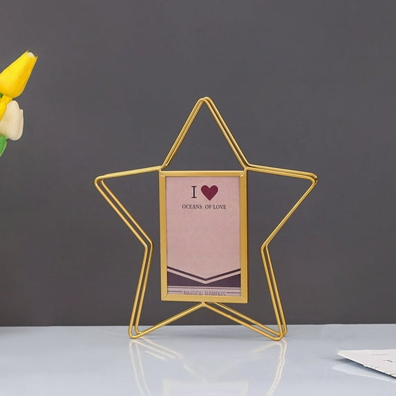 LKZQHMC Star Shape Vertical Photo Frame Golden Vintage Picture Frame Decorative Photo Frames Picture Display Frame (Star,Large)