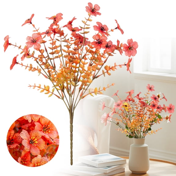 LKZQHMC1 Bundles Artificial Fall Flowers for Outdoors, Realistic Fake Silk Flowers for Outside Decoration, Autumn Faux Plants Outdoor Planter Window Box Porch Patio Decor(Orange)