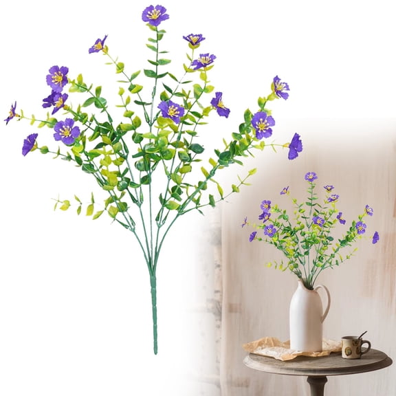 LKZQHMCFall Flowers Artificial for Decoration Fake Petunias Plants for Outdoor, 1PCS Autumn Silk Faux Flower UV Resistant No Fade Floral for Garden Balcony Yard Porch Realistic Indoor Decor (Purple)