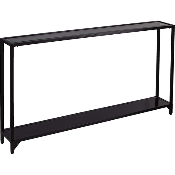 LL Bergen Narrow Metal Console Table, Dining Room With Open Concept Living Space Glam Style Powder-Coated Iron, Black