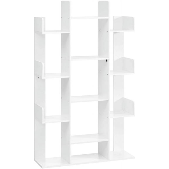 LL Bookshelf, Tree-Shaped Bookcase with 13 Storage Shelves, Rounded Corners, 9.8D x 33.9W x 55.1H, White ULBC067W01