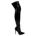 thumbnail image 1 of LL Gisele-7 Thigh High Stretchy Suede Material Pointy Toe Stiletto Heel Boots Black, 1 of 1
