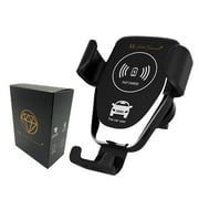 LL Gold Diamond, Wireless Car Charger Mount, 10W Fast Charging with Auto Clamping, Air Vent Holder and Dashboard Phone Holder. (Black)