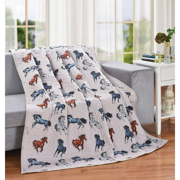 LL Home Horse Quilt Decorative Throw Blanket, (60"x50")