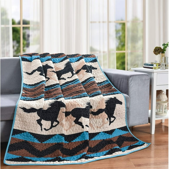 LL Home Wild Quilt Decorative Throw Blanket, (60"x50"), Southwest Horse