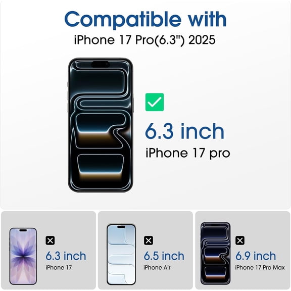 LL OneTouch Screen Protector for iPhone 17 Pro 6.3'' + Camera Lens Protector | Auto-Alignment Install | Bubble Free | 9H Tempered Glass | Shatterproof | FHD Clarity | Case Friendly | 2+4 Pack