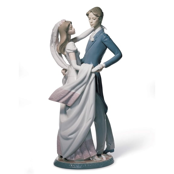LLADR I Love You Truly Couple Figurine. Porcelain Bride and Groom Wedding Figure.