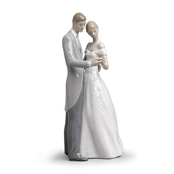 LLADR Porcelain Figurine of a Wedding Couple United Forever. Decorative Groom and Bride Wedding in Glossy Porcelain.