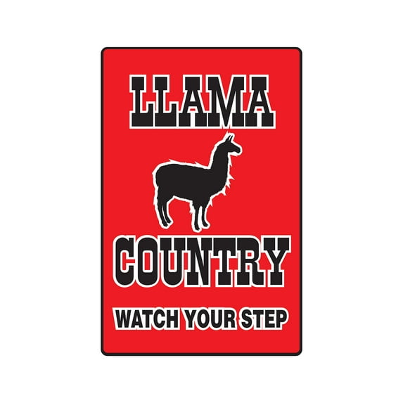 LLAMA COUNTRY Aluminum Sign farm animals watch your step redneck | Indoor/Outdoor | 18" Tall