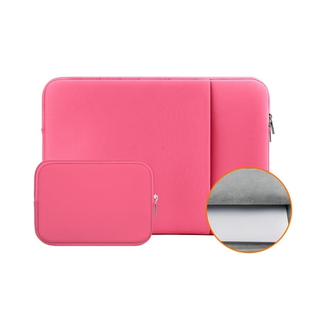 LLAYOO 11" Laptop Sleeve Case Soft Lining Cover Bag with Front Pocket & Accessories Pouch,Compatible with 11.6 MacBook Air for 11" Notebook Computer Tablet Chromebook(Bright Pink,Upgraded Version)