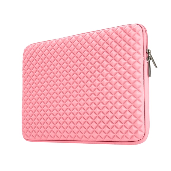 LLAYOO 14 Inch Laptop Sleeve Diamond Foam Shock Resistant Neoprene Padded Case Fluffy Lining Zipper Cover Carrying Bag Compatible with 14" Notebook Computer Tablet Chromebook (Pink)