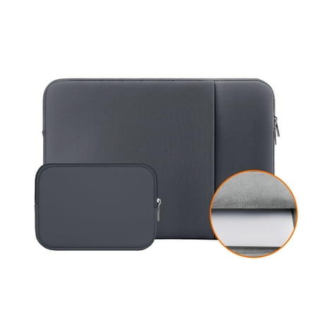 LLAYOO 14 Inch Laptop Sleeve Protective Case Soft Fluffy Lining Cover Carrying Bag with Front Pocket & Accessories Pouch,Compatible with 14" Notebook Computer Chromebook(Gray,Upgraded Version)