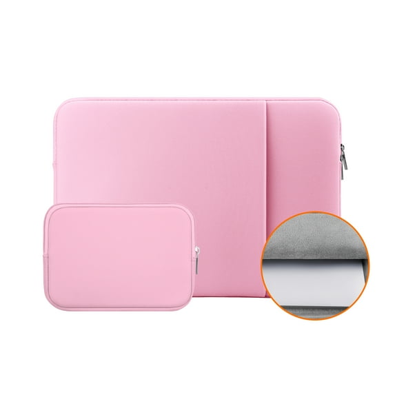LLAYOO 14 Inch Laptop Sleeve Protective Case Soft Fluffy Lining Cover Carrying Bag with Front Pocket & Accessories Pouch,Compatible with 14" Notebook Computer Chromebook(Pink,Upgraded Version)