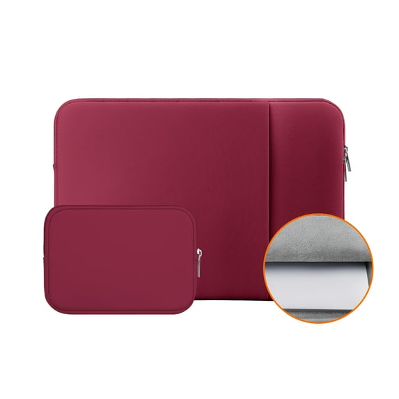 LLAYOO 15.6 Inch Laptop Sleeve Case Soft Fluffy Lining Cover Carrying Bag with Front Pocket & Accessories Pouch,Compatible with 15.6" Notebook Computer Chromebook(Red,Upgraded Version)