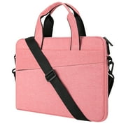LLAYOO 15 Inch Laptop Sleeve Shoulder Bag Compatible with 15.4 MacBook Pro Notebook Computer Chromebook, Polyester Messenger Bag Carrying Case Briefcase for Men Women (Pink)