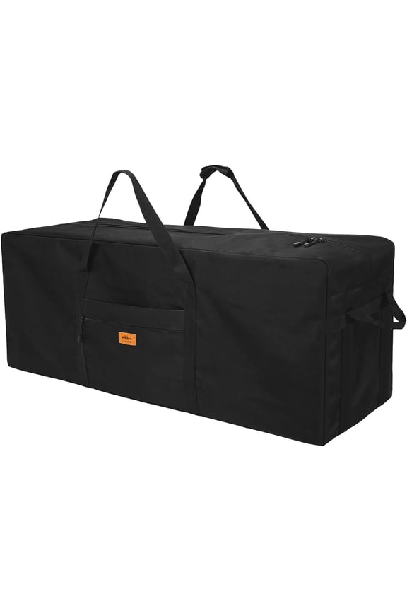 45 inch Foldable Oversized Zipper Duffel Bag, Travel Outdoor Camping Bag, Sports Equipment Storage Bag, Waterproof and Scratch Resistant, Black