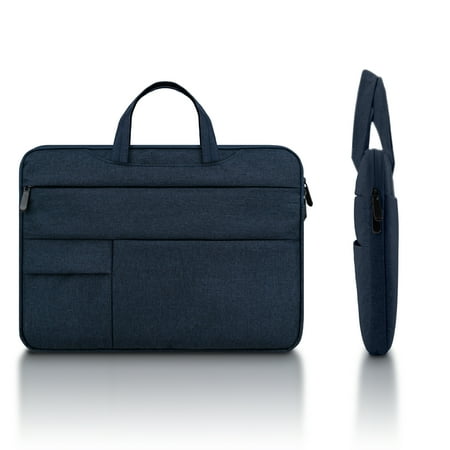 LLAYOO Laptop Sleeve Carrying Case Compatible with 2022 2021 16 Inch MacBook Pro A2485 M1 Briefcase with Hidden Handle Multiple Pocket Protective Padded Polyester Waterproof Computer Bag, Navy Blue