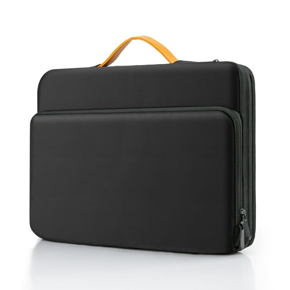 LLAYOO Laptop Sleeve Case for 15 Inch MacBook Pro A1707/A1990 14 Inch Chromebook Notebook Tablet, Protective Padded Polyester Computer Carrying Bag Cover with PU Handle Pocket for Men Women, Black