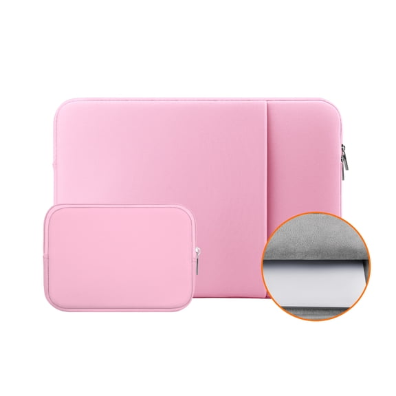 LLAYOO Laptop Sleeve Case Compatible with 13.3 Inch Notebook Computer Chromebook 2021 2022 New 14" MacBook Pro M1 A2442 Cover Soft Bag with Front Pocket & Accessories Pouch(Pink,Upgraded Version)