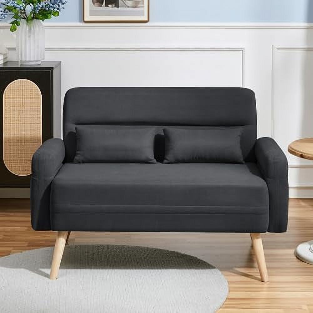 LLBIULife 46" Small Modern Fabric Sofa Loveseat Mid Century 2 Seater