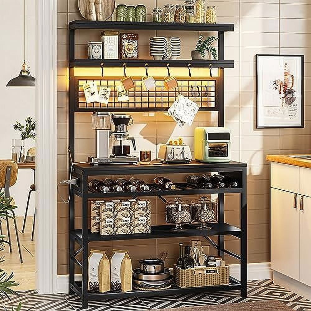 LLBIULife Bakers Rack with Power Outlet 6Tier Coffee Microwave Stand