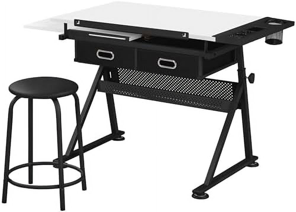 LLBIULife Drafting Table Desk Drawing Table with Wooden Art Desk for