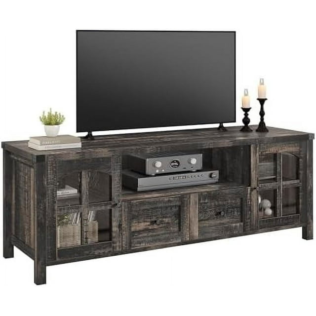 LLBIULife Farmhouse TV Stand for TVs up to 65 Inches Mid Century Modern