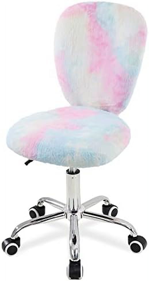 LLBIULife Fuzzy Desk Chair for Teens Small Comfy Armless Furry Fur