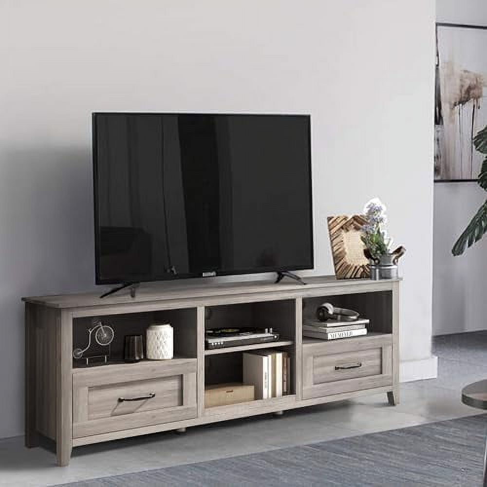 LLBIULife Grey TV Stand for 80 inch TV Large Class TV Stand Cabinet