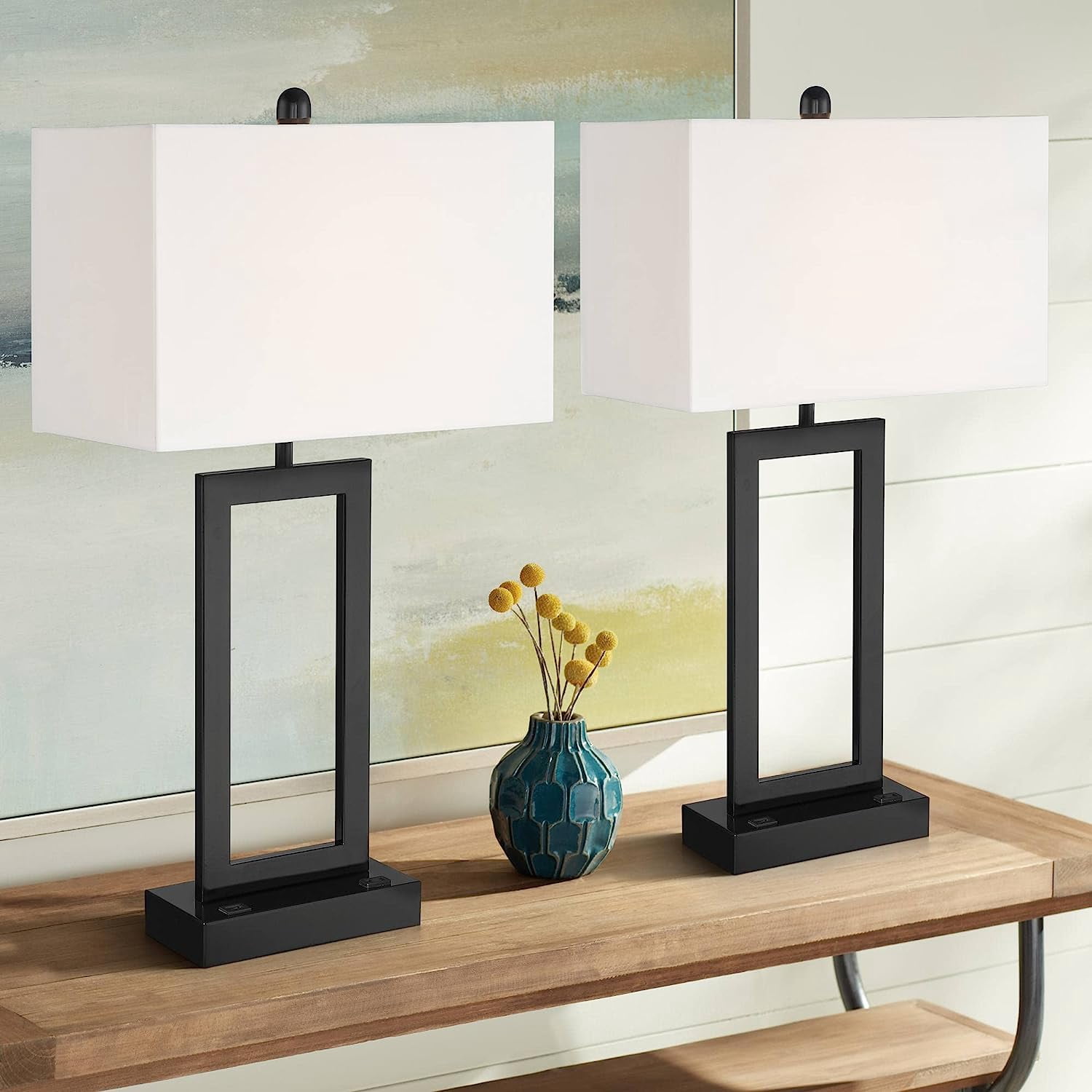 LLBIULife Lighting Todd 30" Tall Large Rectangular Modern End Table