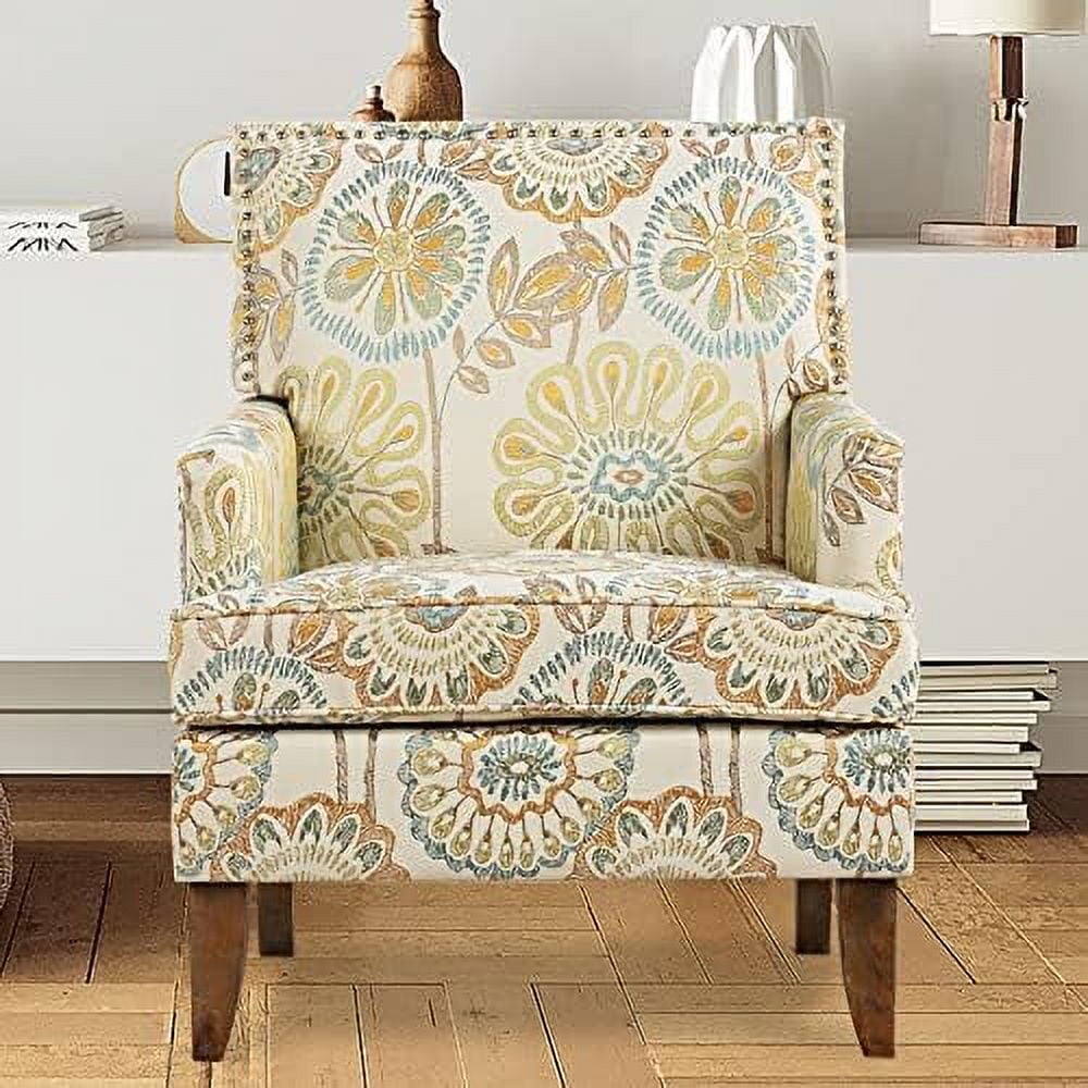 LLBIULife Modern Accent Chairs Nailhead Trim Club Chair，Linen Fabric
