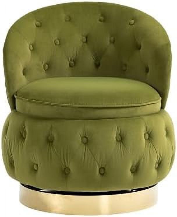 LLBIULife Round Swivel Chair with Under Seat Tufted Back Small Comfy