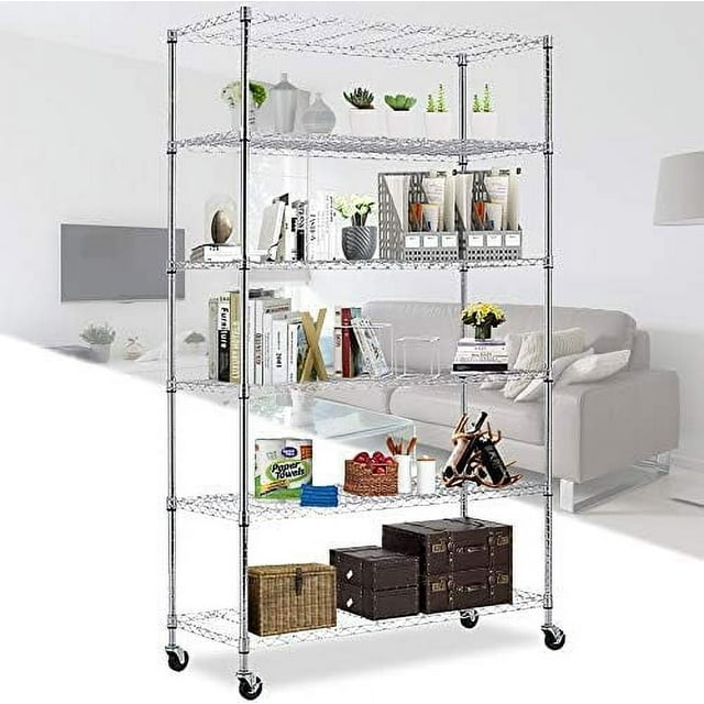 LLBIULife Shelves 6 Tier Wire Shelving Unit with Wheels Heavy Duty