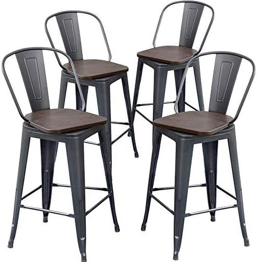 LLBIULife Swivel Metal Stools with Backs Counter Stools Set of 4 ...