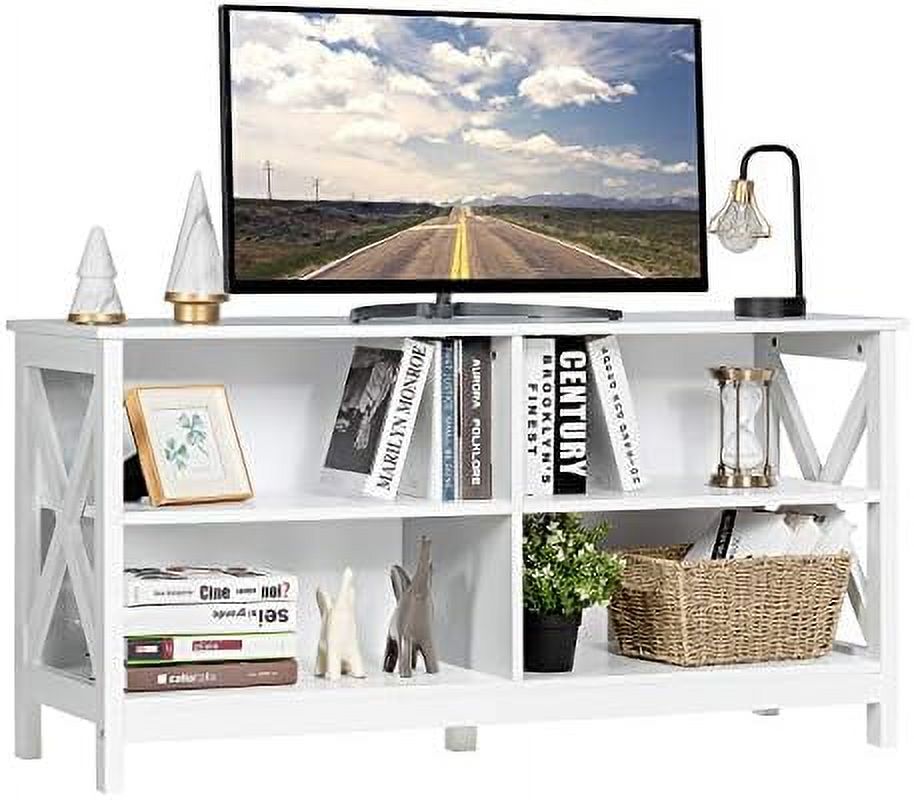 LLBIULife TV Stand for TVs up to 55 Inch Farmhouse Wood Entertainment
