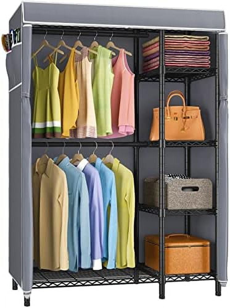 LLBIULife V7C Wire Garment Rack 6 Tiers Heavy Duty Covered Clothes Rack