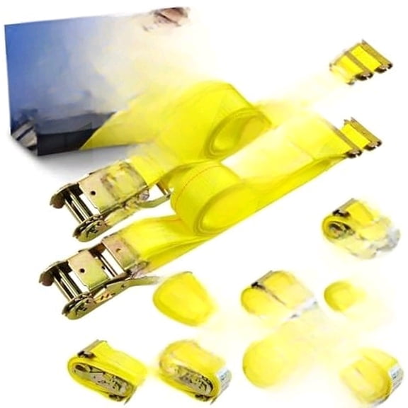 LLCC Heavy Duty 2" x 12 E Track Ratchet Straps (10 Pack) - 4400LBS Breaking Strength Cargo Straps, E Track Accessories for Truck, Trailer, Motorcycle (Yellow)$$Tools & Hardware Other