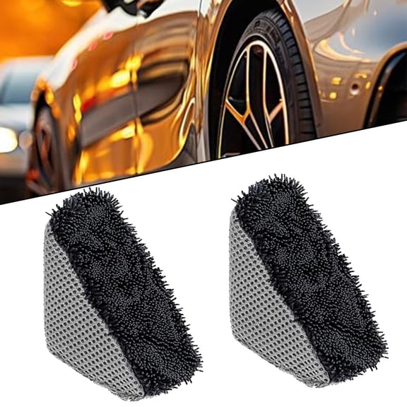 LLDI 2Pcs Triangle Tire Polishing Waxing Sponge Brush Car Tire Washing Cleaning Brushes Contour Detailing Dressing Applicator Pad