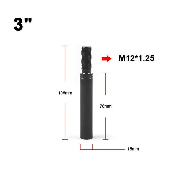 LLDI 3" 3.5" 4" Car Shift Knob Extender Extension Lever Gear Manual Shifter Rod M-12 X 1.25 Thread Automobile Lever Gear Shifter 3IN