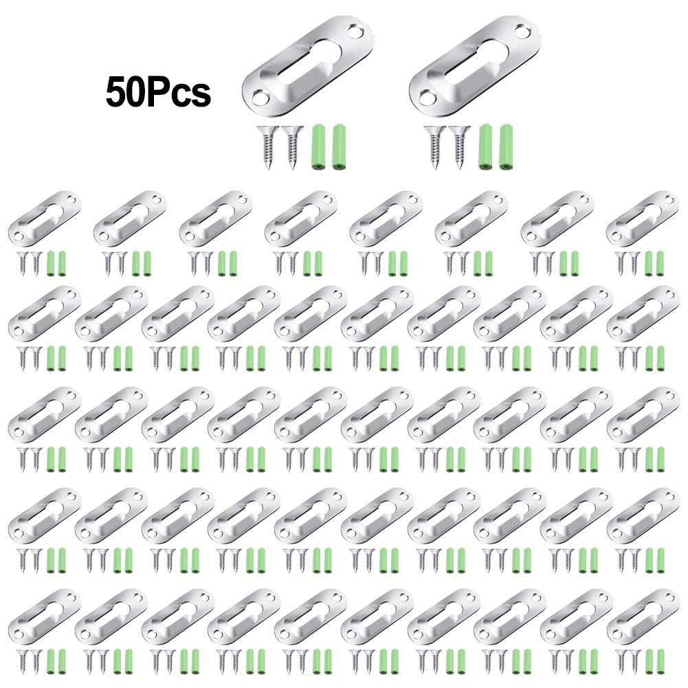 LLDI 50Pcs Single Keyhole Hangers Metal Hanging Brackets for Mirror