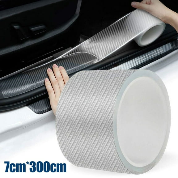 LLDI Car Carbon Fiber Stickers 300cm*7cm 9.8 Ft Door Protection Sill Scuff Cover Anti-scratch Stickers Threshold Bumper Exterior Part