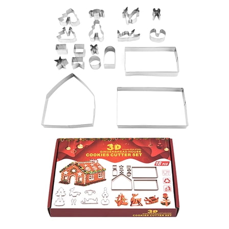 LLDYYDS 18 Piece Stainless Steel 3D Christmas Cookie Baking Set Moulds Kit for Festive Decorating